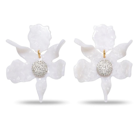 Lele Sadoughi Mother of Pearl Crystal Lily Earrings *NEW* - Picture 1 of 2
